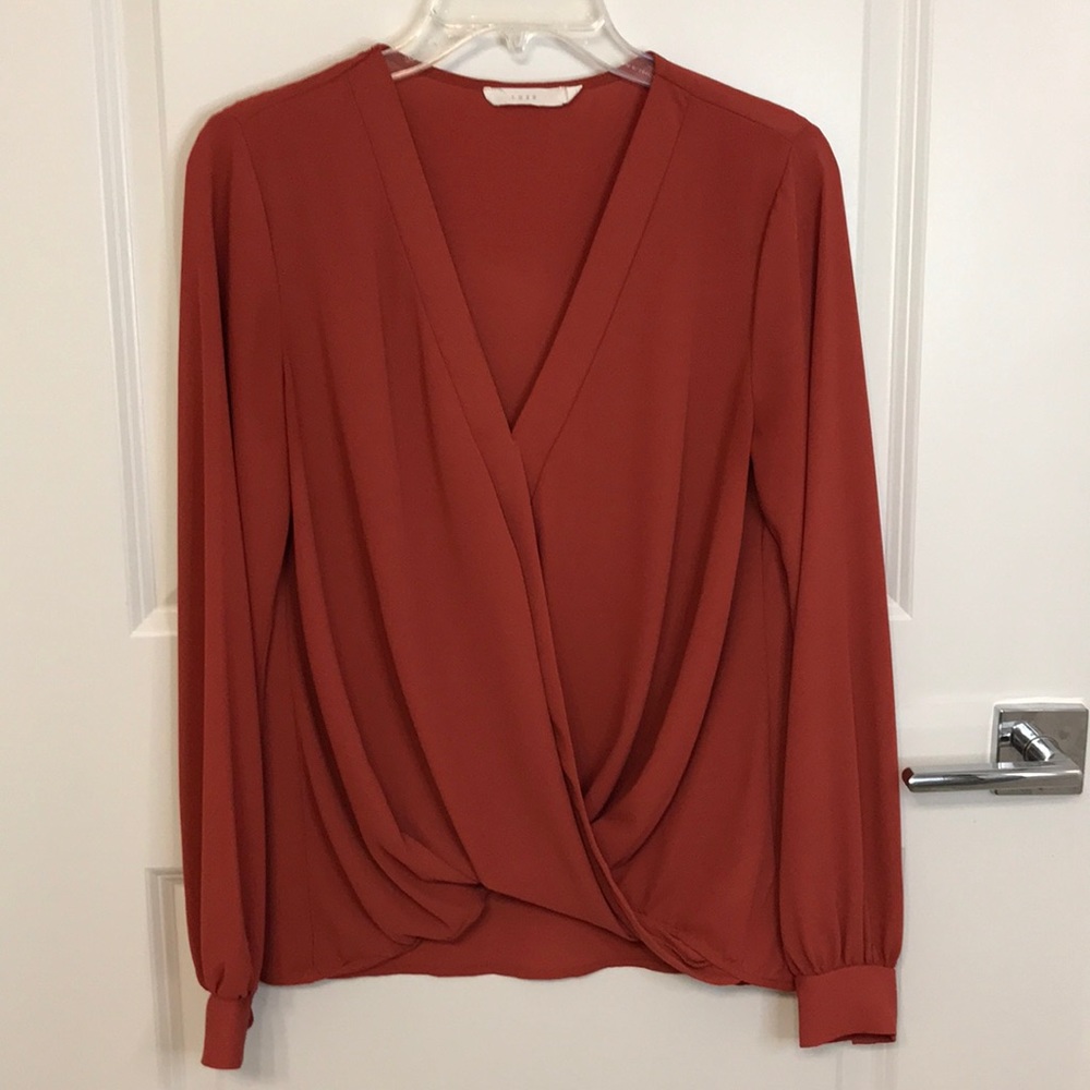 Lush Faux Wrap Blouse